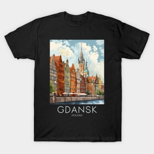 A Pop Art Travel Print of Gdansk - Poland T-Shirt